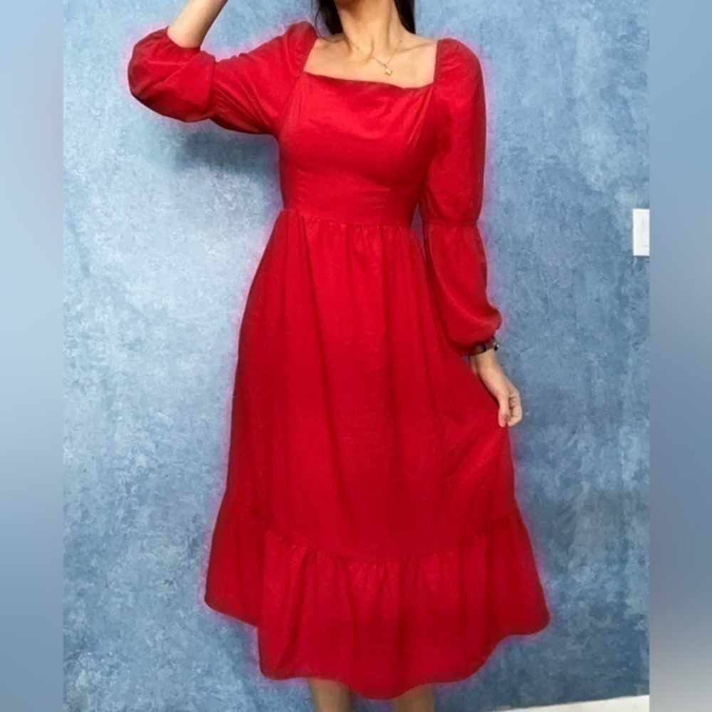 Boho Red Midi Dress